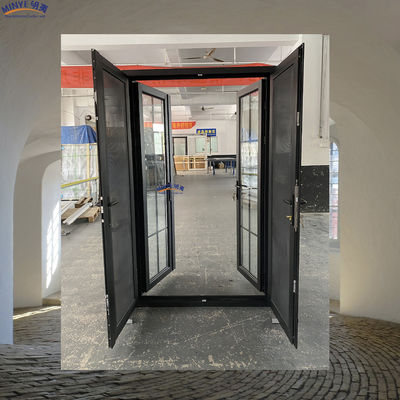 Double Tempered Glass Residential Thermal Break Aluminum Casement Door with High Strength Hardware