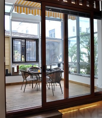 Single/Double Tempering Glass Powder Coated Smooth Finished Aluminum Patio Sliding Door