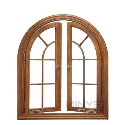 CE Standard Aluminum Profile Half Round Arched Casement Window with Wood Grain Design