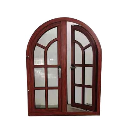 CE Standard Aluminum Profile Half Round Arched Casement Window with Wood Grain Design