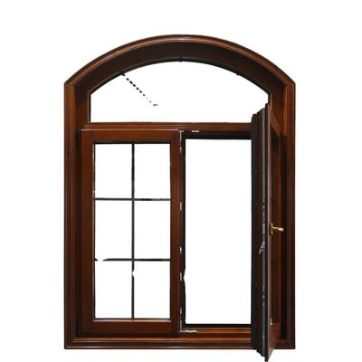 CE Standard Aluminum Profile Half Round Arched Casement Window with Wood Grain Design
