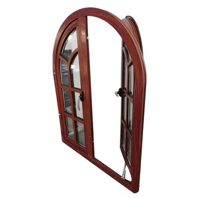 CE Standard Aluminum Profile Half Round Arched Casement Window with Wood Grain Design