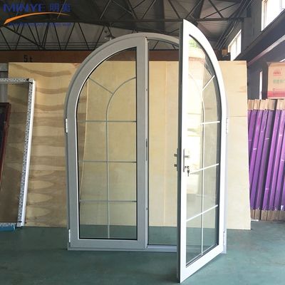 CE Standard Aluminum Profile Half Round Arched Casement Window with Wood Grain Design