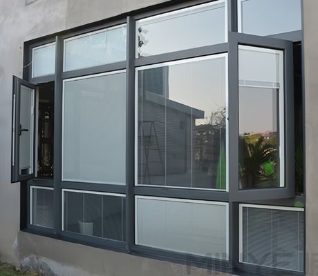 Customized Clear/Gray/Blue/Green/Brown Aluminum Casement Windows with Double Glazing