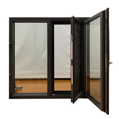 Aluminium Casement Window with Double Glazed Roller Shutters and Modern Design Style