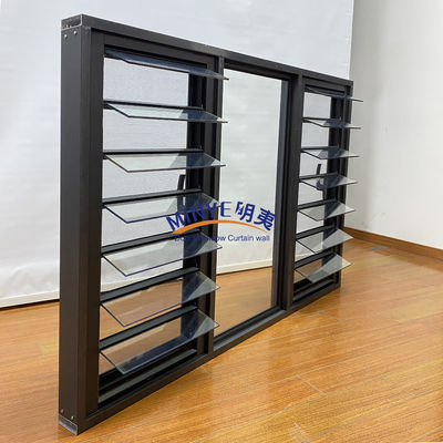 Ventilation Aluminum Glass Louvers Windows with Handle Lock Heat Insulating Advantage