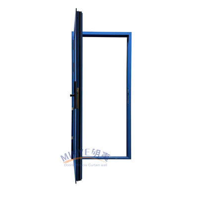 Blue Color Aluminum Casement Door with Double Tempered Glass and Electronic Code Lock