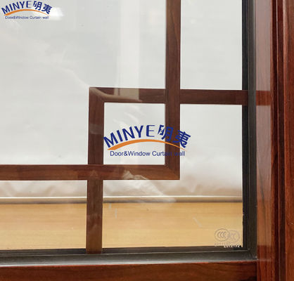 Wood Grain Design Aluminum Sliding Window with Double Tempered Glass and Built-in Spacer