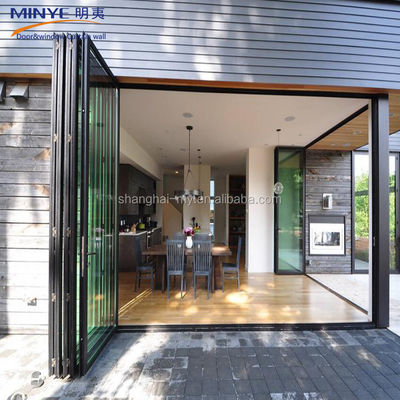 High Cost Performance Powder Coated Aluminum Folding Door with Double Tempered Glass