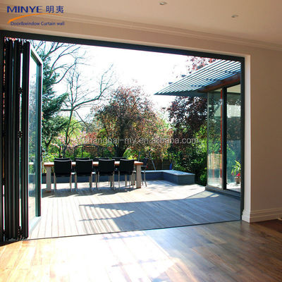 High Cost Performance Powder Coated Aluminum Folding Door with Double Tempered Glass