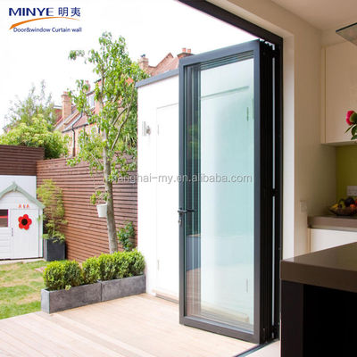 High Cost Performance Powder Coated Aluminum Folding Door with Double Tempered Glass