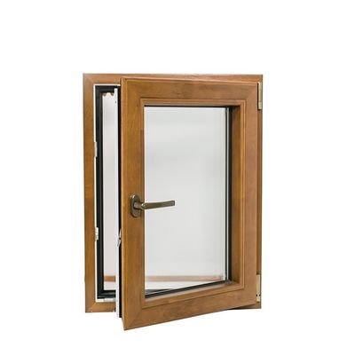 Wood Grain Design Thermal Break Aluminum Tilt and Turn Window with Double Tempered Glass