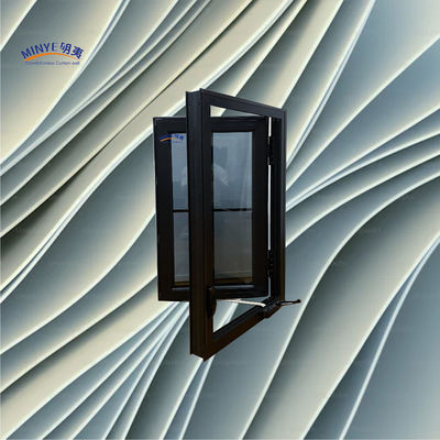 Modern Thermal Break Aluminum Casement Window with Divided Stripe Double Tempered Glass