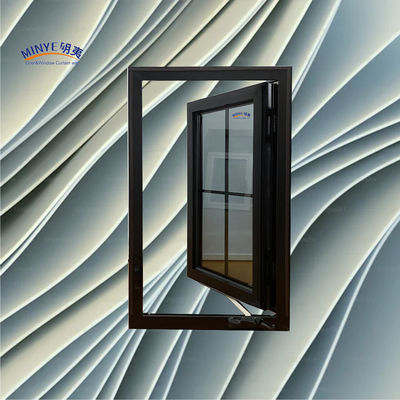 Modern Thermal Break Aluminum Casement Window with Divided Stripe Double Tempered Glass