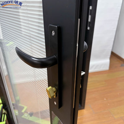 Aluminum Thermal Break Casement Glass Door with Inner Shutter and Double Tempered Glass