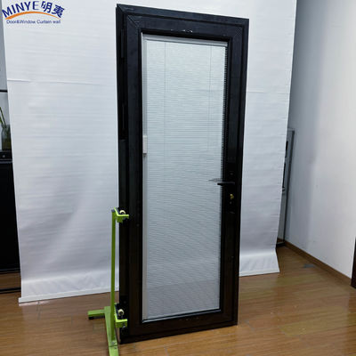 Aluminum Thermal Break Casement Glass Door with Inner Shutter and Double Tempered Glass