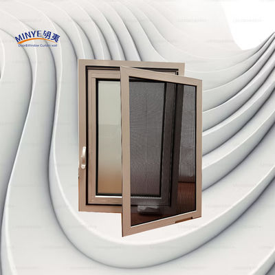 Thermal Break Aluminum Casement Window with Detachable Screen and Double Color Design