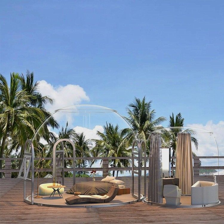 Panoramic View Container Houses Dome Star View Outdoor Transparent House and Plastic Sunroom