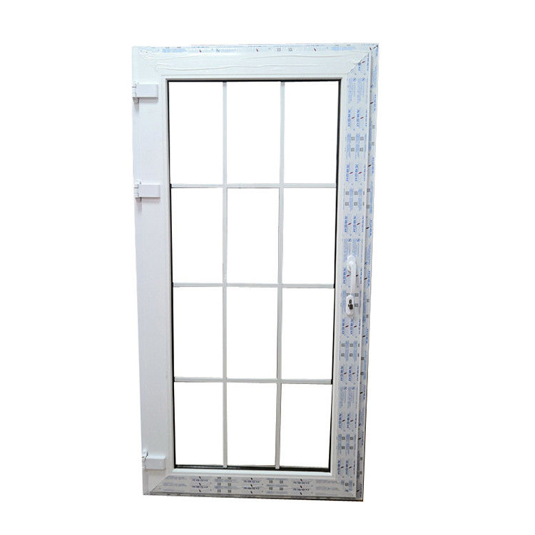 Store Front French Glass Door Design with White PVC Profile and Double Tempered Glass