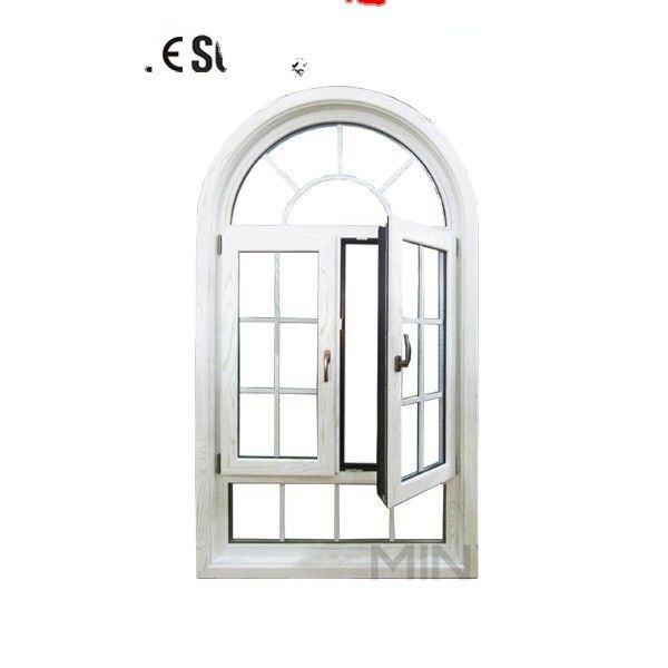 Aluminum Cladding Wood Radius Window with Grill Design 1.4mm and 14mm Profile Thickness