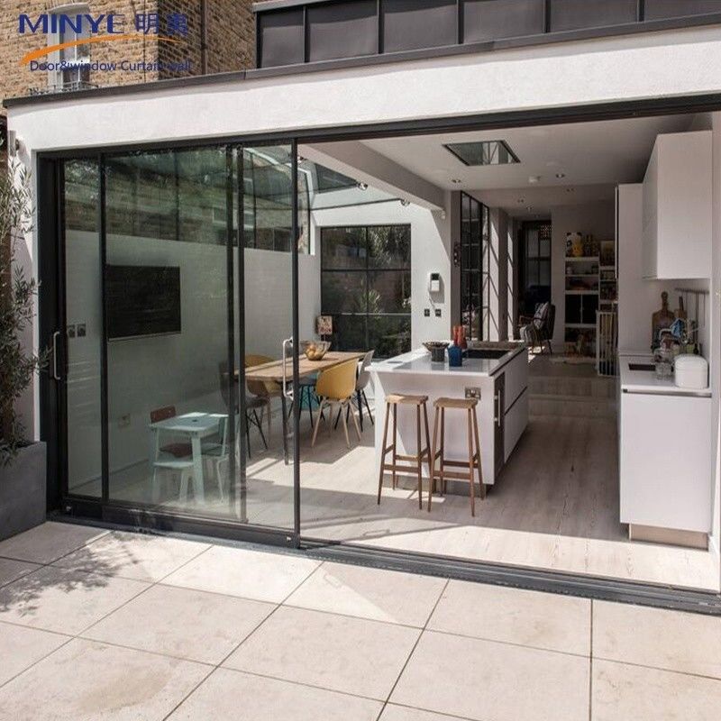 Commercial Aluminum Stacker Glass Door with Low Track Design and 5mm-12mm Glass Spec