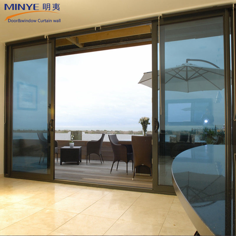 Customized Profile Color Dark Grey Sliding Patio Door for Exterior Design Large Glass