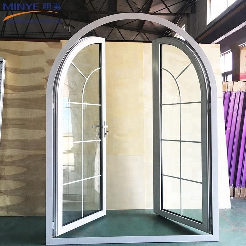 German Hardware and Aluminum Alloy Material Used for UPVC Arched French Doors Main Entrance Door