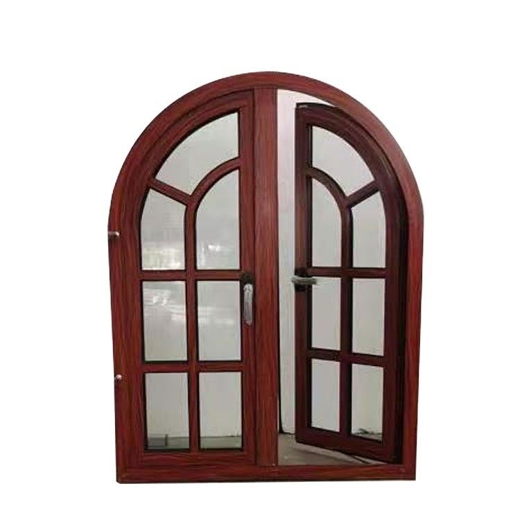 CE Standard Aluminum Alloy Frame Best Casement Designs Wood Grain Half Round Arched Window