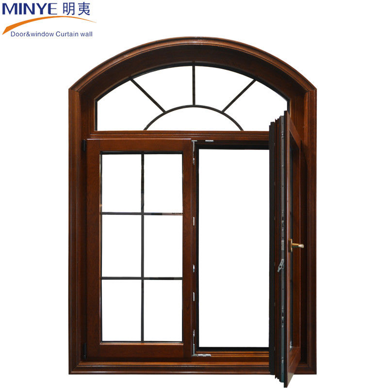 Aluminum Arch Windows with Wood Frame and Horizontal Opening Pattern in Modern Design