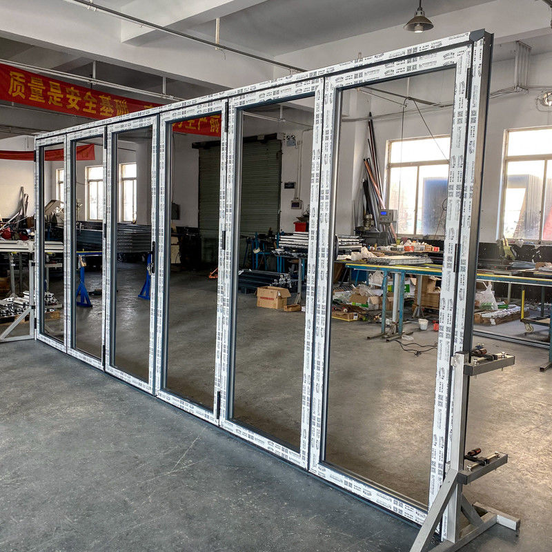 Hardware Soundproof Interior Bi-folding Double Glazing Aluminum Glass Thermal Break Bifold Patio Folding Doors