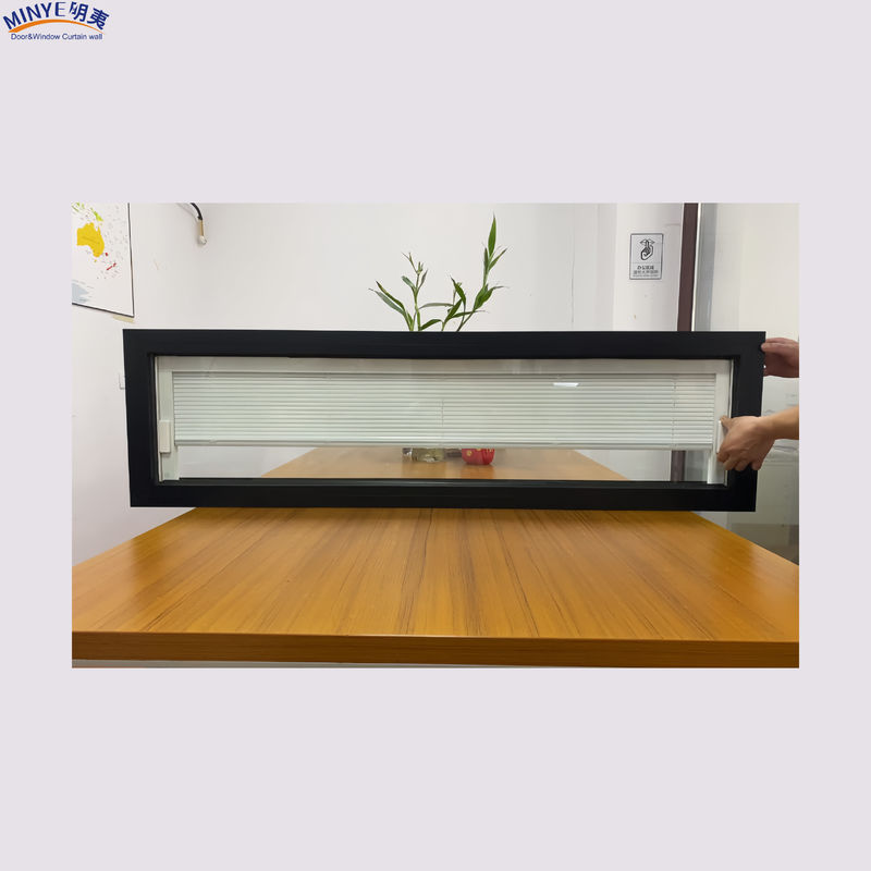 Windproof FiberGlass Screen Netting Built-in Horizontal Opening Blinds Aluminum Alloy Fixed Window for Commercial