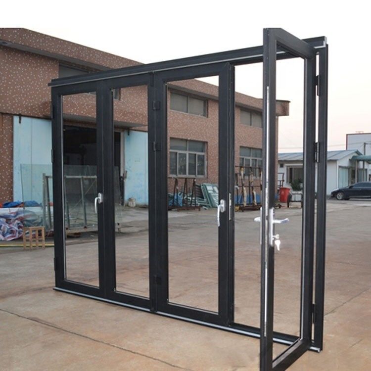 Double Tempered Glass Energy Saving Foldable Aluminum Glass Folding Doors for Workplace