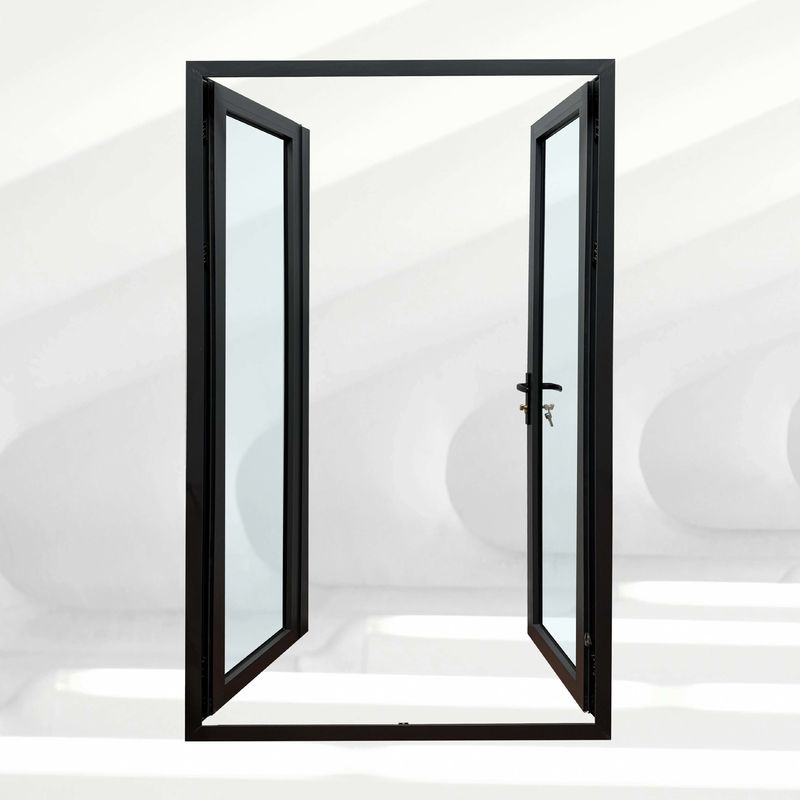 Postmodern Design Style Double Toughened Glass Powder Coated French Exterior Entry Door